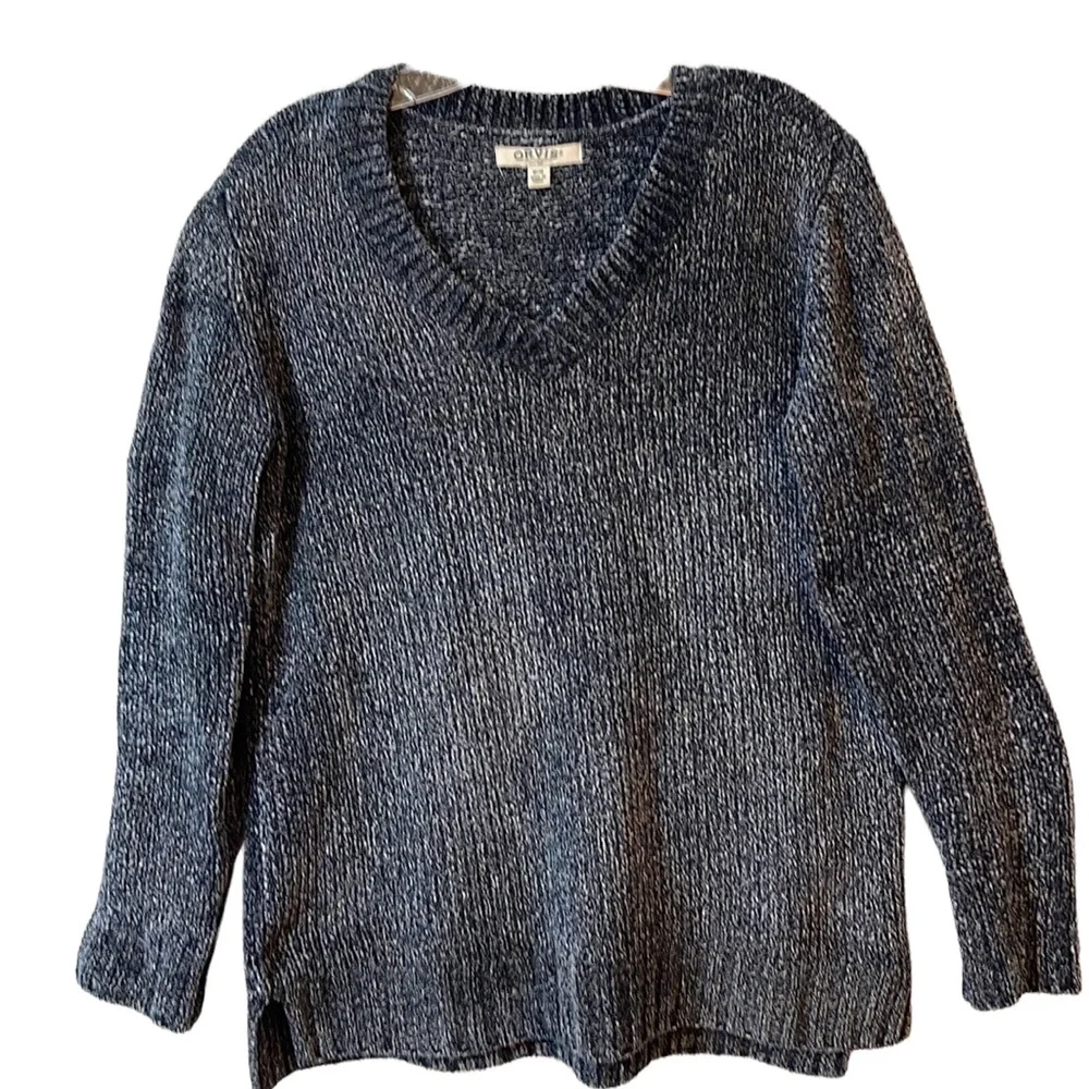 Orvis Plush Chenille Marled Navy Sweater